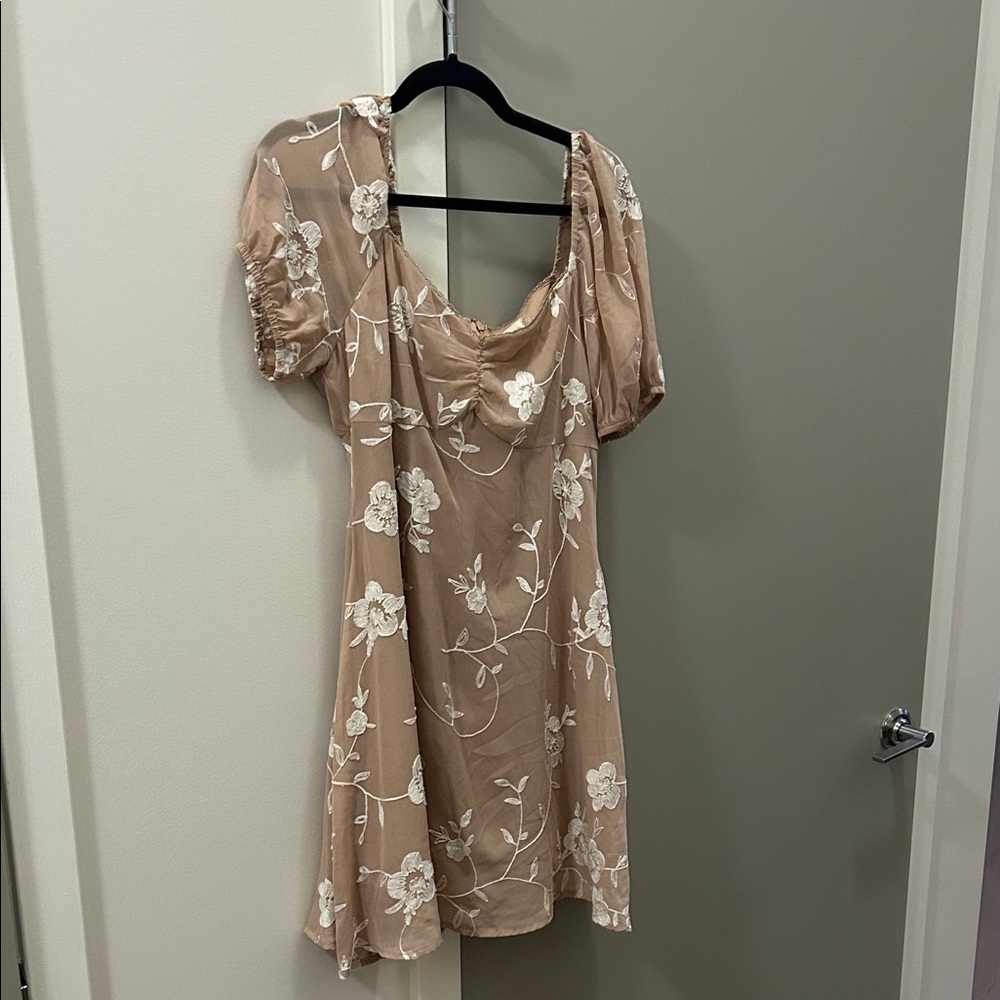 Altar'd State Tan Floral Mini Dress